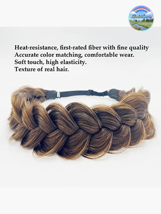 Braided Headband Classic Wide Strands Fluffy Wig Hair Accessory Women